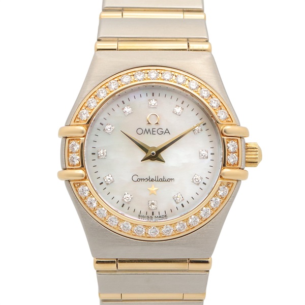 OMEGA Constellation Mini Diamond Wrist Watch Quartz 18KYG Gold SS used women