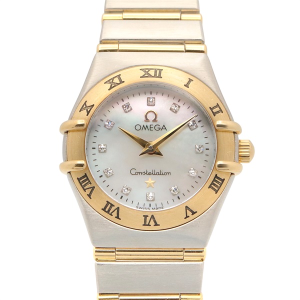 OMEGA Constellation Mini 12P Diamond Wrist Watch Quartz 18KYG Gold SS Used Women