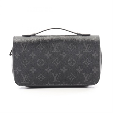 LOUIS VUITTON Zippy XL long wallet M61698 Monogram eclipse canvas Black Used LV