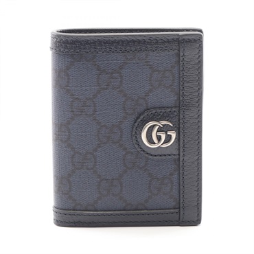 GUCCI Ophidia GG Supreme Bi-fold wallet holer 760215 leather canvas Navy Used