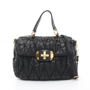 Miu Miu MATELASSE shoulder crossbody Handbag leather Black Used Women