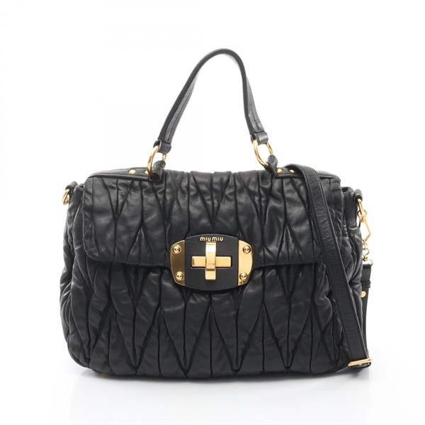 Miu Miu MATELASSE shoulder crossbody Handbag leather Black Used Women