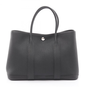 HERMES Garden Party TPM Tote Handbag Negonda leather Black SHW W