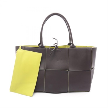 BOTTEGA VENETA Arco Maxi Intrecciato Tote Bag 609175 leather Brown Used Women