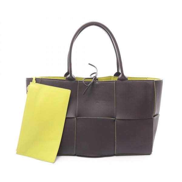 BOTTEGA VENETA Arco Maxi Intrecciato Tote Bag 609175 leather Brown Used Women