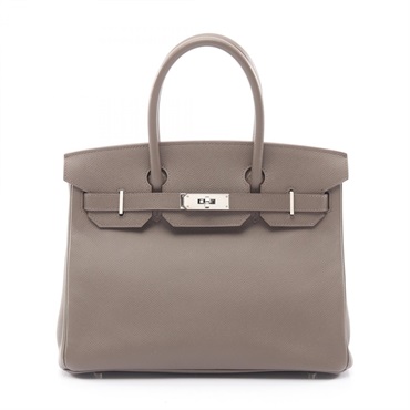 HERMES Birkin 30 Handbag Epsom leather Gray Etain SHW Used Women C