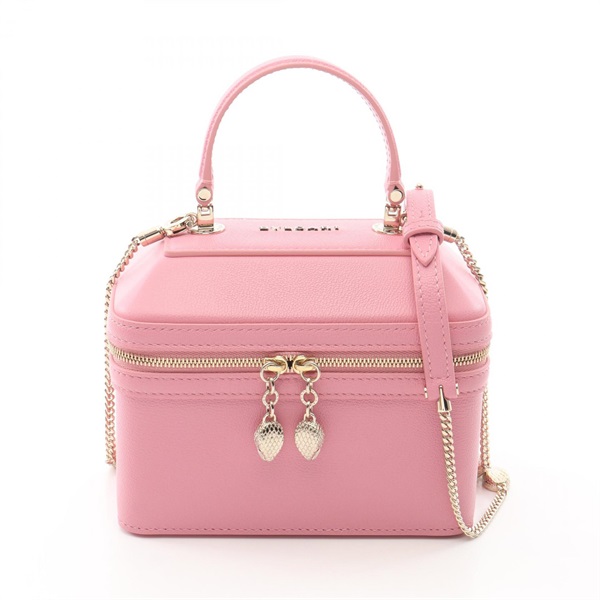 BVLGARI Serpenti Jewelry Box Vanity Chain Crossbody Handbag leather Pink Used