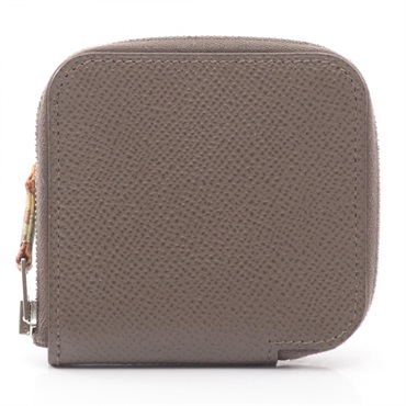 HERMES Azap Compact Mini Silk Inn Coin purse Epsom leather Gray Etain Used R SHW