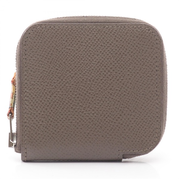 HERMES Azap Compact Mini Silk Inn Coin purse Epsom leather Gray Etain Used R SHW