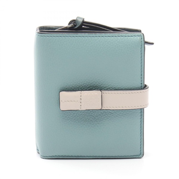 LOEWE Compact zip Bi-fold wallet 124 12 Z44 leather Blue White Used Women