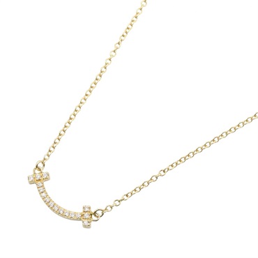 TIFFANY＆CO T Smile Mini Diamond Necklace 18KYG Yellow Gold Used Women