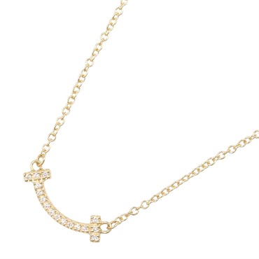 TIFFANY＆CO T Smile Mini Diamond Necklace 18KYG Yellow Gold Used women