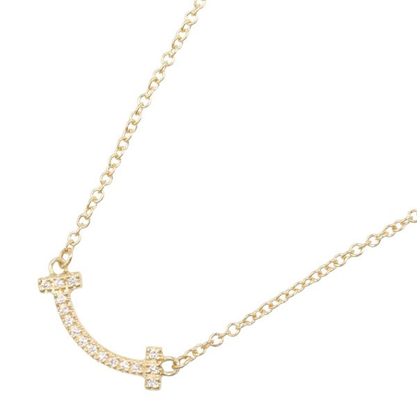 TIFFANY＆CO T Smile Mini Diamond Necklace 18KYG Yellow Gold Used women