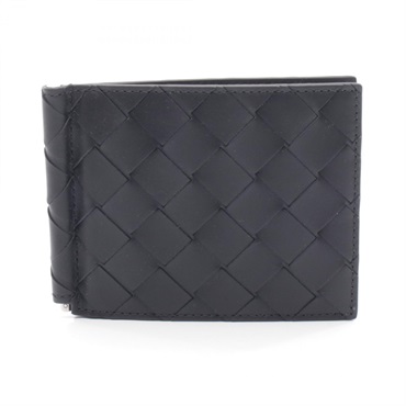 BOTTEGA VENETA Intrecciato money clip wallet 749404VCPQ48803 leather Black NEW