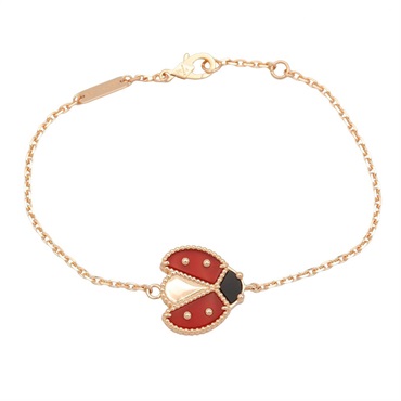 Van Cleef & Arpels Lucky Spring Bracelet 18KPG Rose Gold Onyx Carnelian Used