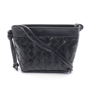 BOTTEGA VENETA Flip Flop Small Intrecciato Shoulder Bag leather Black NEW Women