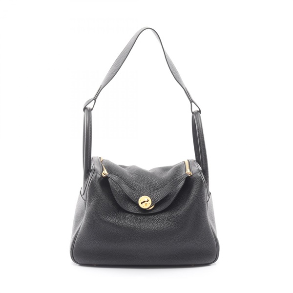 HERMES Lindy 30 Shoulder Handbag 073426CC Clemence leather Black GHW Used Y