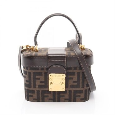 FENDI Zucca shoulder crossbody vanity Handbag canvas leather Brown Used Women