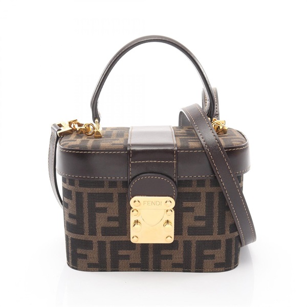FENDI Zucca shoulder crossbody vanity Handbag canvas leather Brown Used Women