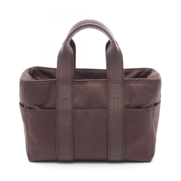 HERMES Acapeluco PM Handbag Toile Chevrons canvas leather Brown Used Women SHW