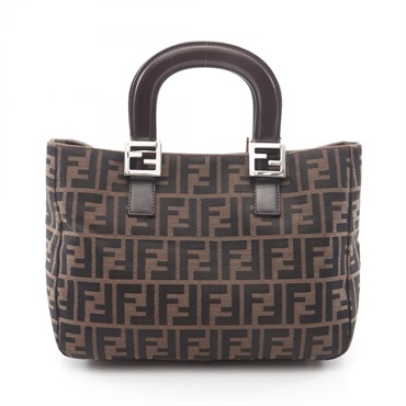 FENDI Zucca Tote Handbag canvas leather Brown Used Women