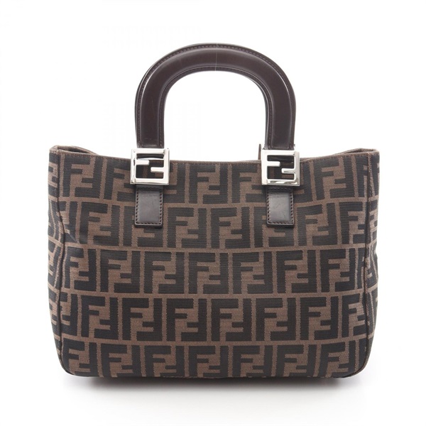 FENDI Zucca Tote Handbag canvas leather Brown Used Women