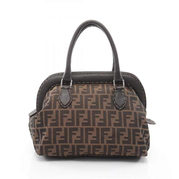FENDI Zucca Handbag canvas leather Brown Used Women FF