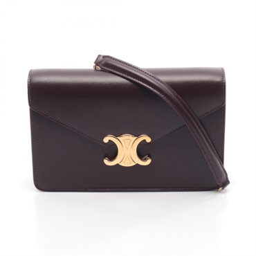 CELINE Triomphe Crossbody Shoulder Bag 10L033DPV28DG leather Bordeaux NEW Women
