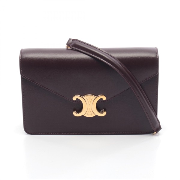 CELINE Triomphe Crossbody Shoulder Bag 10L033DPV28DG leather Bordeaux NEW Women