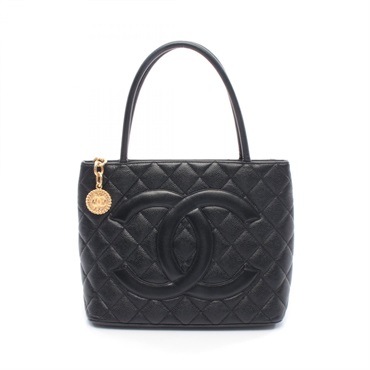 CHANEL Medallion Tote Bag A01804 Grained calf leather Black Used Women GHW CC