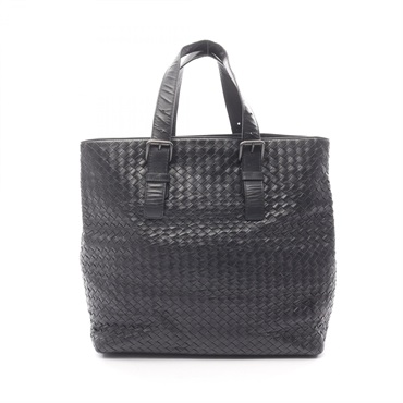 BOTTEGA VENETA Intrecciato Tote Handbag leather Black Used unisex