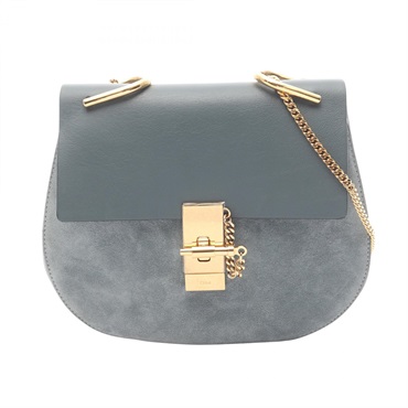 Chloe Drew chain crossbody Shoulder Bag leather Suede Blue Used Women