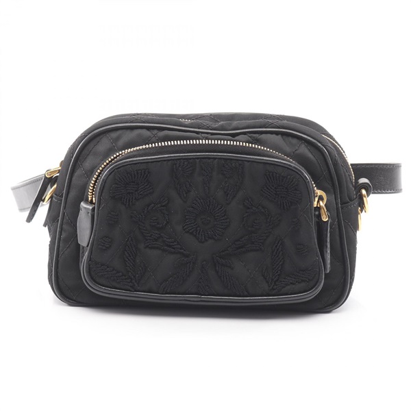 PRADA Waist bag Crossbody Nylon leather Black Used Women