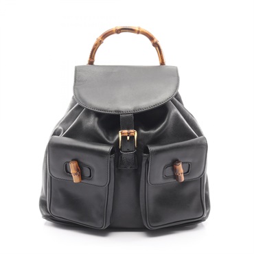 GUCCI Bamboo Rucksack Backpack bag 003 1998 0016 leather Black Used Women