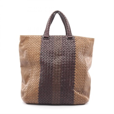 BOTTEGA VENETA Intrecciato Tote hand Bag leather Brown Used unisex