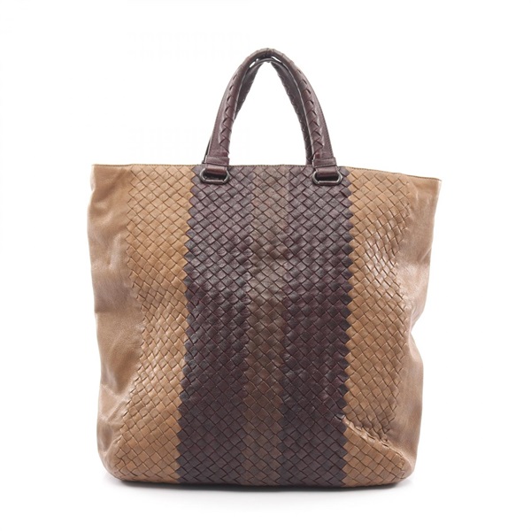 BOTTEGA VENETA Intrecciato Tote hand Bag leather Brown Used unisex