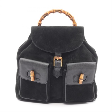 GUCCI Bamboo Rucksack Backpack 003 2058 0016 Suede leather Black Used Women
