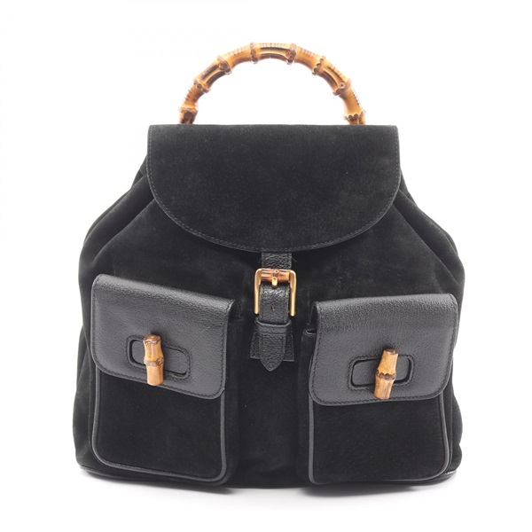 GUCCI Bamboo Rucksack Backpack 003 2058 0016 Suede leather Black Used Women