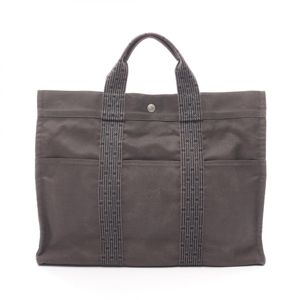 HERMES Herline MM Hand Tote Bag 100951M Nylon canvas Gray Used unisex