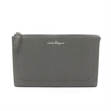 Salvatore Ferragamo business second clutch bag 24 0755 leather Green Used mens