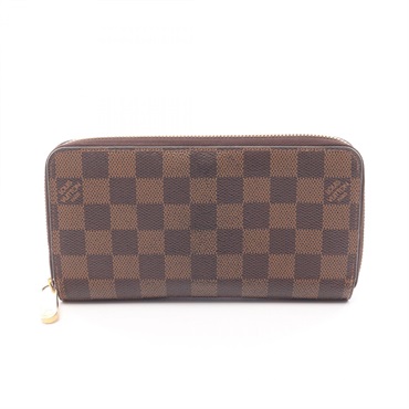 LOUIS VUITTON Zippy around long wallet N60046 Damier canvas Brown Used Women LV
