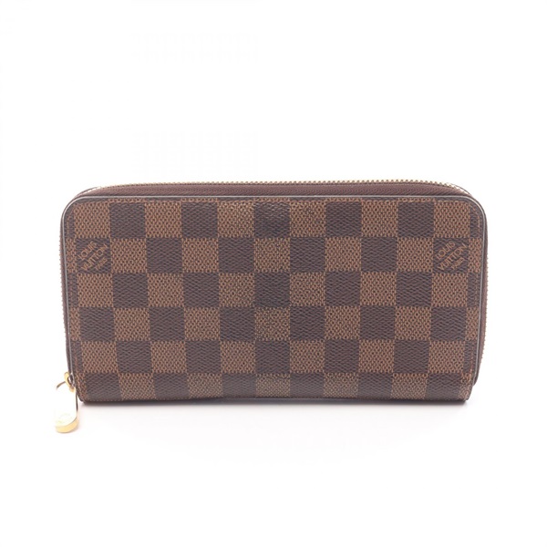 LOUIS VUITTON Zippy around long wallet N60046 Damier canvas Brown Used Women LV