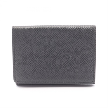LOUIS VUITTON Enveloppe Calte de Visit Card Case M30922 Taiga leather Black Used