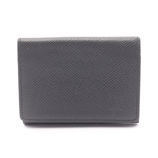 LOUIS VUITTON Enveloppe Calte de Visit Card Case M30922 Taiga leather Black Used