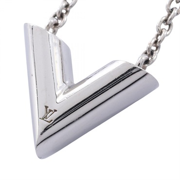 LOUIS VUITTON Essential V Necklace Pendant Stainless Steel Used Women LV