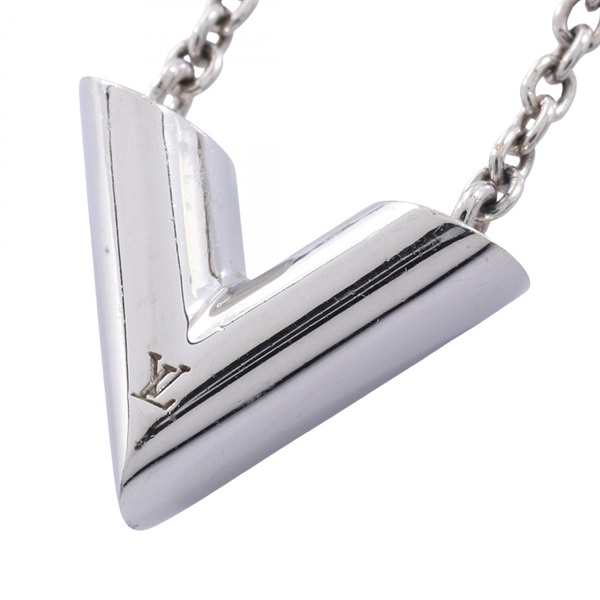 LOUIS VUITTON Essential V Necklace Pendant Stainless Steel Used Women LV