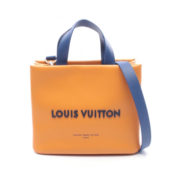 LOUIS VUITTON Shopper Mini Tote Shoulder Bag M15237 Leather Saffron Used mens LV
