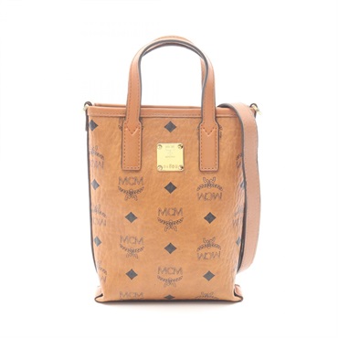 MCM Vicetos Shoulder Crossbody Handbag PVC coated canvas leather Brown Used
