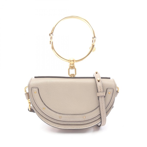 Chloe Nile Minaudiere shoulder crossbody Handbag leather Beige Used Women