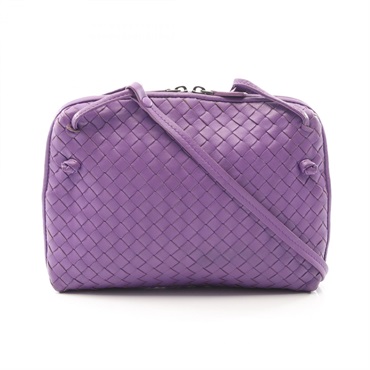 BOTTEGA VENETA Nodini Intrecciato Shoulder Crossbody Bag leather Purple Used